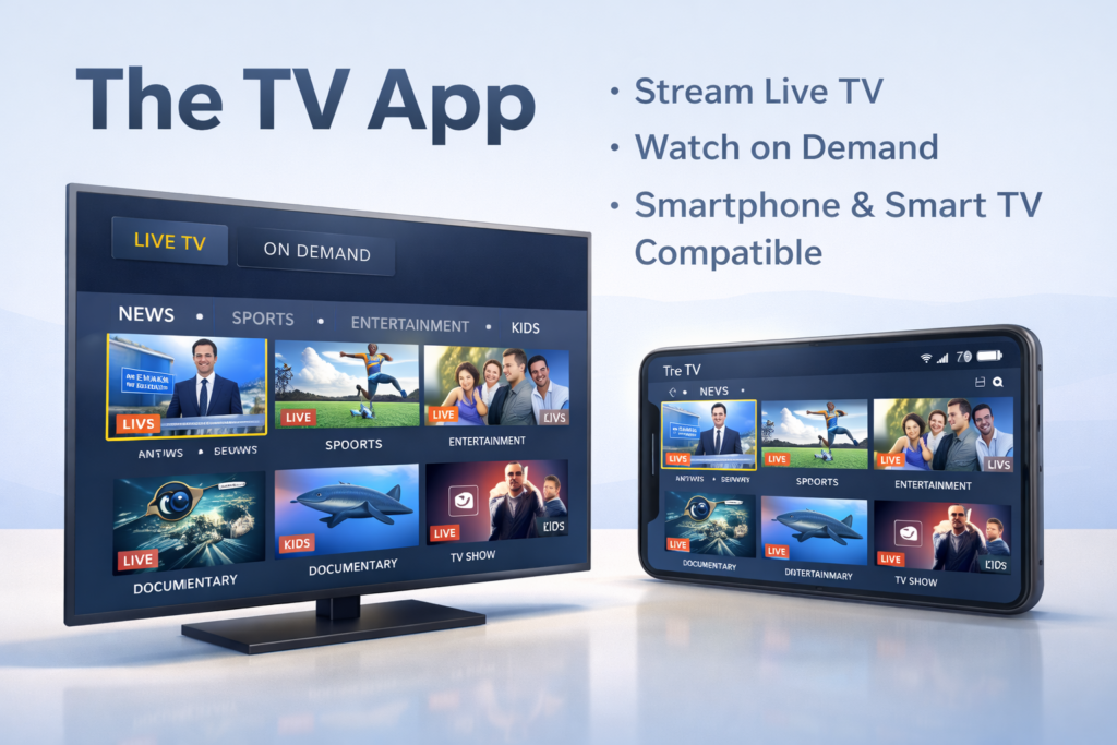 The TV App streaming interface on smart TV and mobile devices